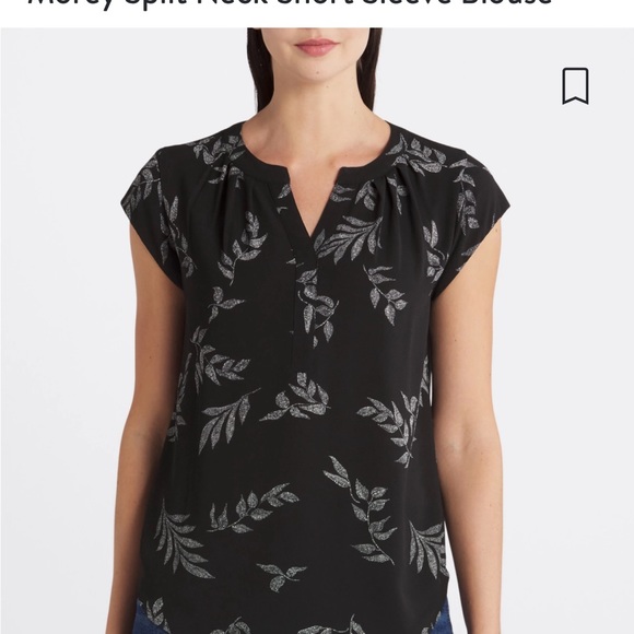 41 Hawthorn Morey Split Neck Short Sleeve Blouse - Size XL - Picture 2 of 6